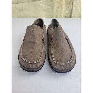 Olukai Moloa Mens Size 11.5 Brown Leather Moc Toe Slip On Casual Loafers Shoes